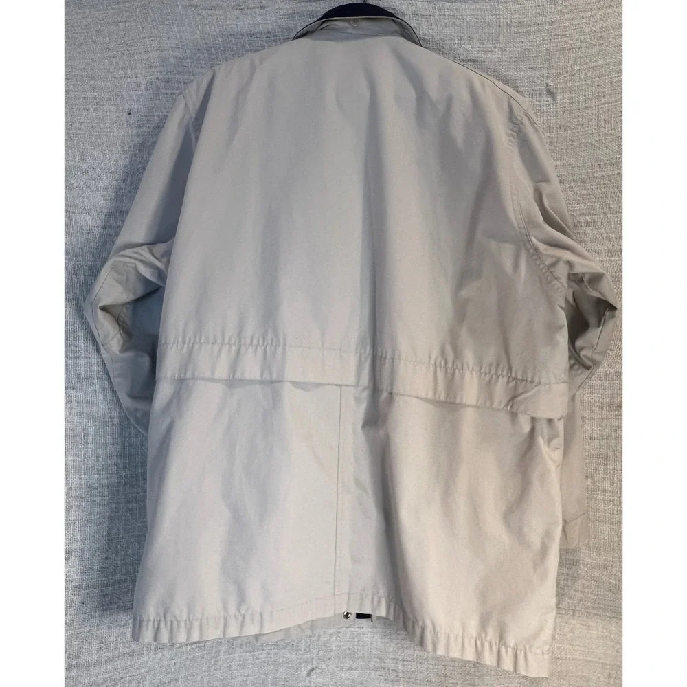London Fog Limited Edition Jacket Beige Tan Navy Collar Mens Large Harrington